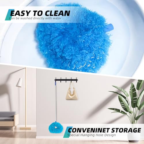 Image of DRQ Ceiling Fan Cleaner, 2 Pack Reusable Microfiber Duster with Extension Rod, 13 to 48 Inch Fan Blade Cleaner, Removable Duster for Cleaning Walls