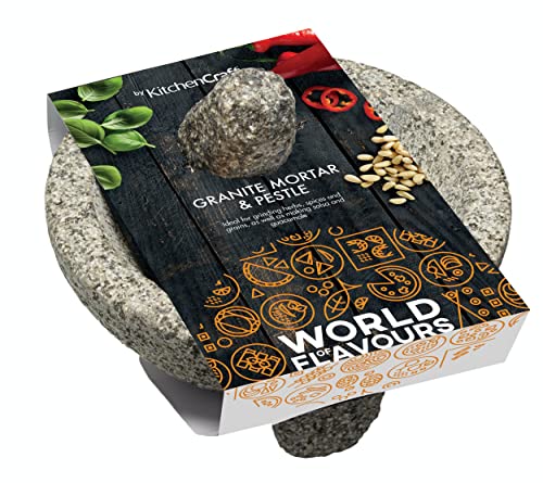 Mazo y mortero de granito mexicano KitchenCraft de 20 cm para moler 3