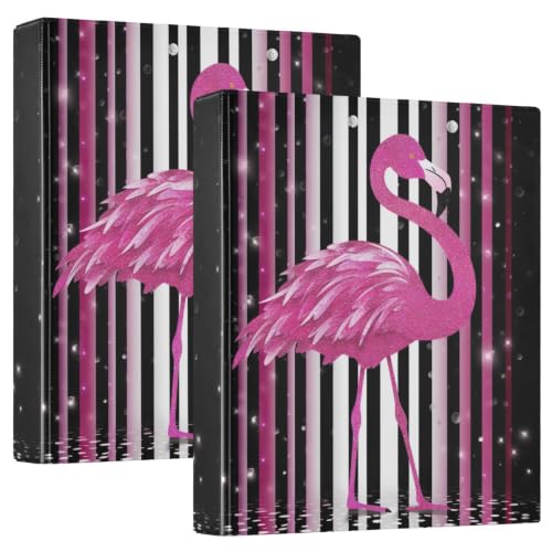Classeur imprimé à 3 anneaux de 3,8 cm avec poches intérieures décoratif style flamant rose