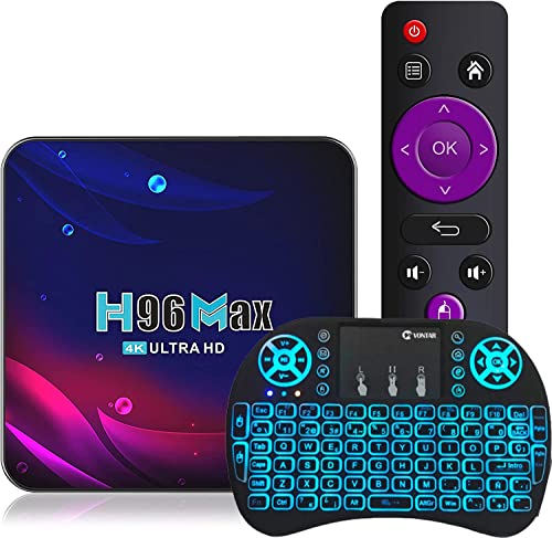 LIROM Android 11.0 TV Box, 4GB + 64GB H96 MAX V11 RK3318 Quad Core 64Bit Cortex A53 con Dual 2.4G/5.8G WiFi, BT 4.0 UHD H.265 Ethernet LAN 3D 4K Decodificador,4gb+64gb