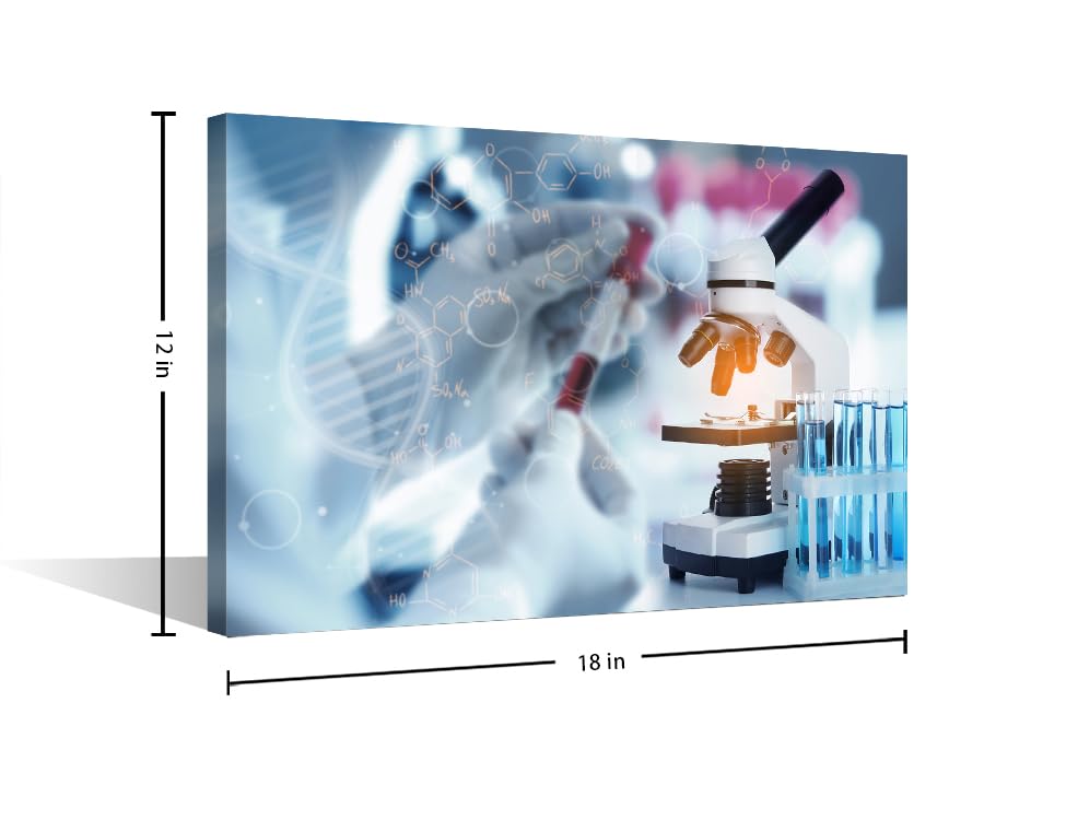 Image of TUMOVO Medical background Poster Wall Art Medical Decor Medical Pictures Bathroom Decor Wall Art 1 Panel Clinical Laboratory Modern Artwork Print on Canvas Framed Ready to Hang (12 inch Wx18 H)