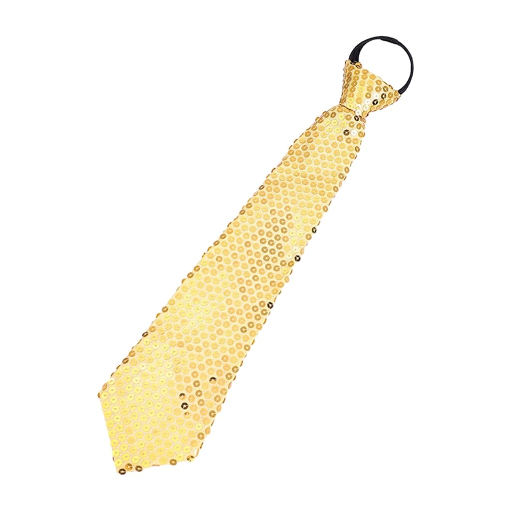 Elnwnnkc Shining Sequins Tie Stage Glitter Paillette Adjustable Zipper Necktie Pre-Tied Neck Wear Fashion Collar