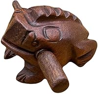 RATREE888 Thai Handmade Wooden Frog Percussion Instrument 2.5 Inch Dark Brown - Realistic Croaking Sounds & Decor