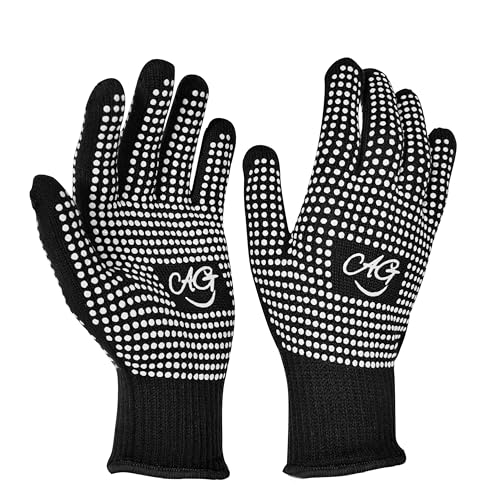 ANGENIL 2 Pcs Professional Heat Resistant Gloves, White Silicone Protrusion Heat Resistant Gloves for Hair Styling for Curling Iron Wand and Hair Styling Tools, Hot-Air Brushes, White
