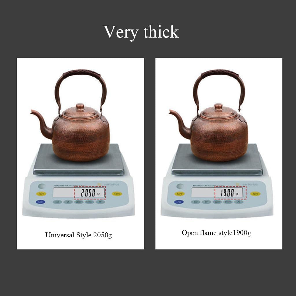 Purple Copper Whistling Tea Kettle, Copper Thickening Stovetops Teapot for Gas Stove or Induction Hob Tall Whistle Multiple Styles Tea Kettle (Smooth horn-Universal,3L)
