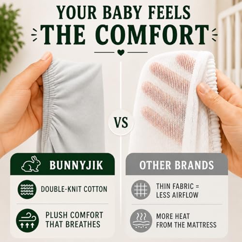 Image of GOTS Organic Pack and Play Sheets Fitted - 1 Pack Mini Crib Sheets Premium Weight Turkish - Cotton 38x26 Neutral Toddler Playard Bedding, Fitted Mini Baby Crib Mattress Cover Boy, Girl