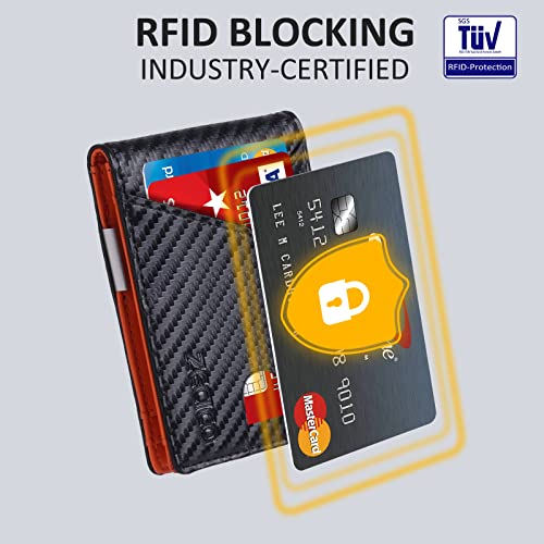 Image of Mens Slim Wallet Money Clip: Bifold Vegan Leather Wallets RFID Blocking Front Pocket Wallets Credit Card Holder with ID Windown Gifts for Men