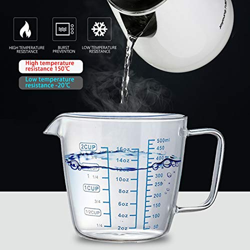 Iflower 500Ml Glass Measuring Cup, Heat-Resistant Borosilicate Glass Graduated Beaker Mug With Handle For Milk, Wine, Hot Or Cold Liquid, Microwave, Oven Safe #TOP2