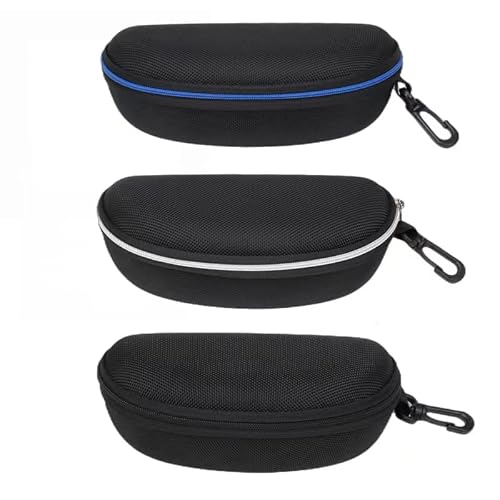 Kowellsen Sunglass Case Protable Travle Zipper Shell Eyeglasses Frame Glass Case Hook For Men And Women(Black,White,Blue) #TOP3