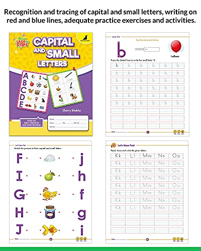 Image of Woodsnipe Preschool Pack for LKG Ages 3-4 Years| 8 Books to teach Capital and Small Letters, Numbers 1 to 50, EVS, Rhymes, Colouring, Crafts | Ample Activity Worksheets on Tracing, Colouring, Puzzles and more