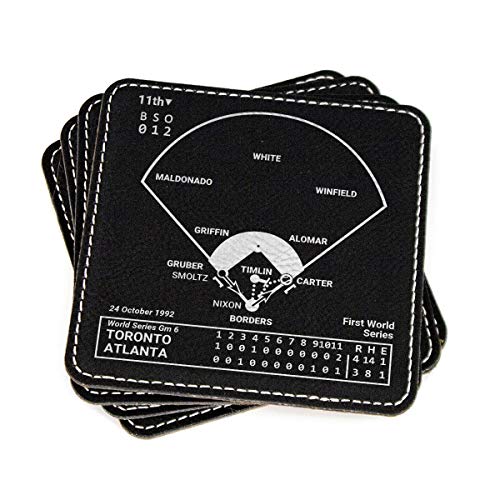 Greatest Blue Jays Plays: Leatherette Coasters (Set of 4) | Iconic Toronto Baseball Moments | Unique Gift for Sports Fans