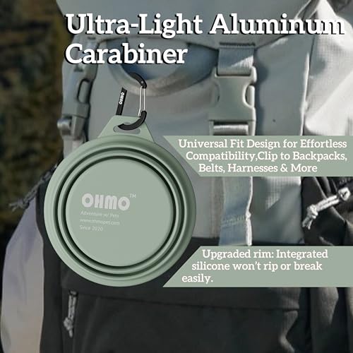 OHMO Faltbare Hundenapf, (2 Stück 350ml, Tarngrün&Hellgrün) Premium Silikon Haustier Wassernapf für Katzen & Hunde, Tragbare Hundereise-Napf Faltbar für Outdoor Camping Wandern