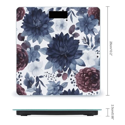 Báscula digital para baño con patrón azul oscuro y vidrio templado miniatura 2