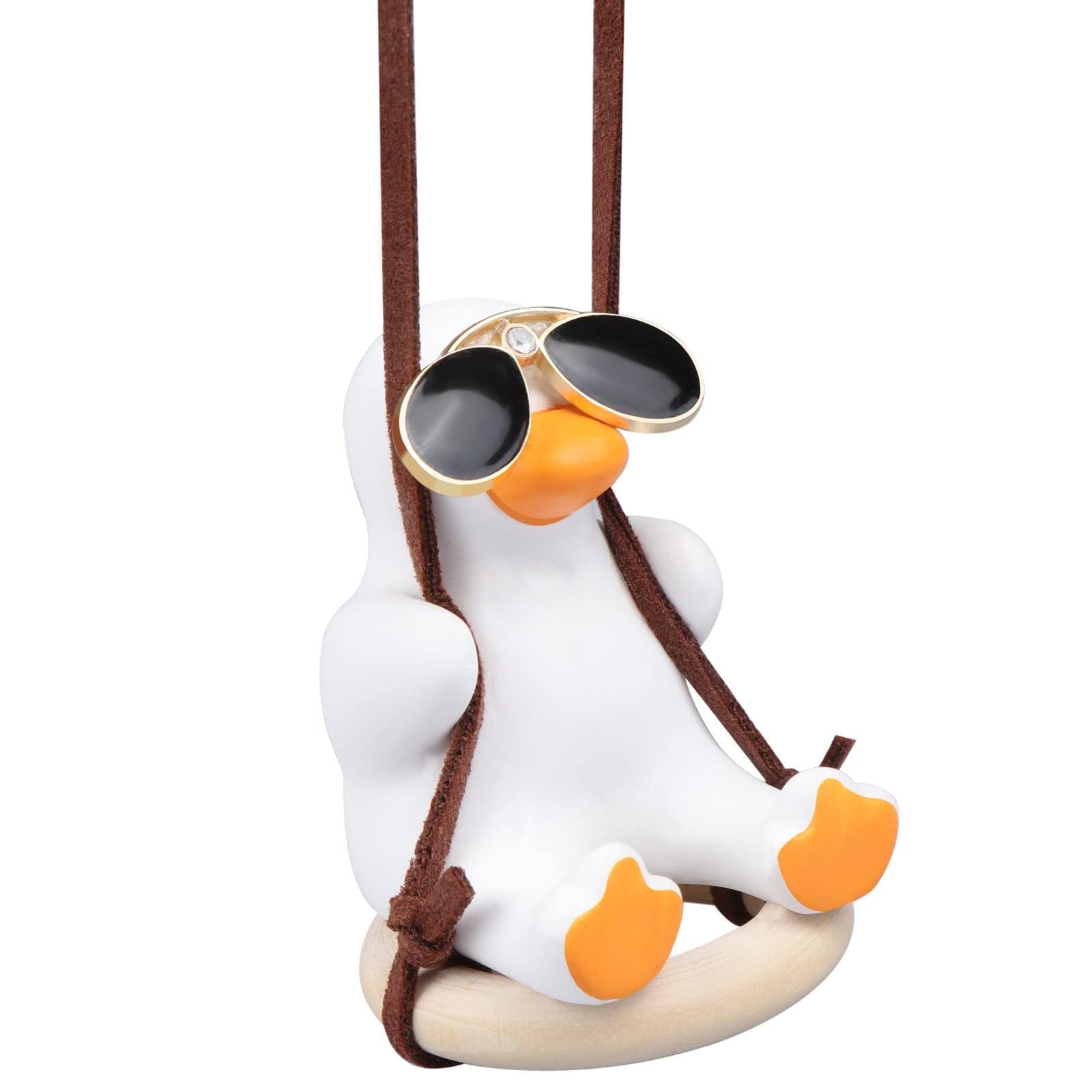 LDLD Cute Duck Car Decoration Swing Duck ,Car Pendant Funny Car Hanging Ornament Cute Sitting Swing Duck Car Pendant Interior Rearview Mirrors Charms Ornament