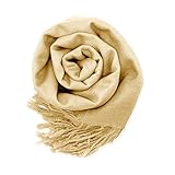 GEARONIC Soft Pashmina Scarf for Women Shawl Wrap Scarves Lady Women's Scarfs in Solid Colors - Beige