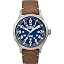 tan leather/blue dial