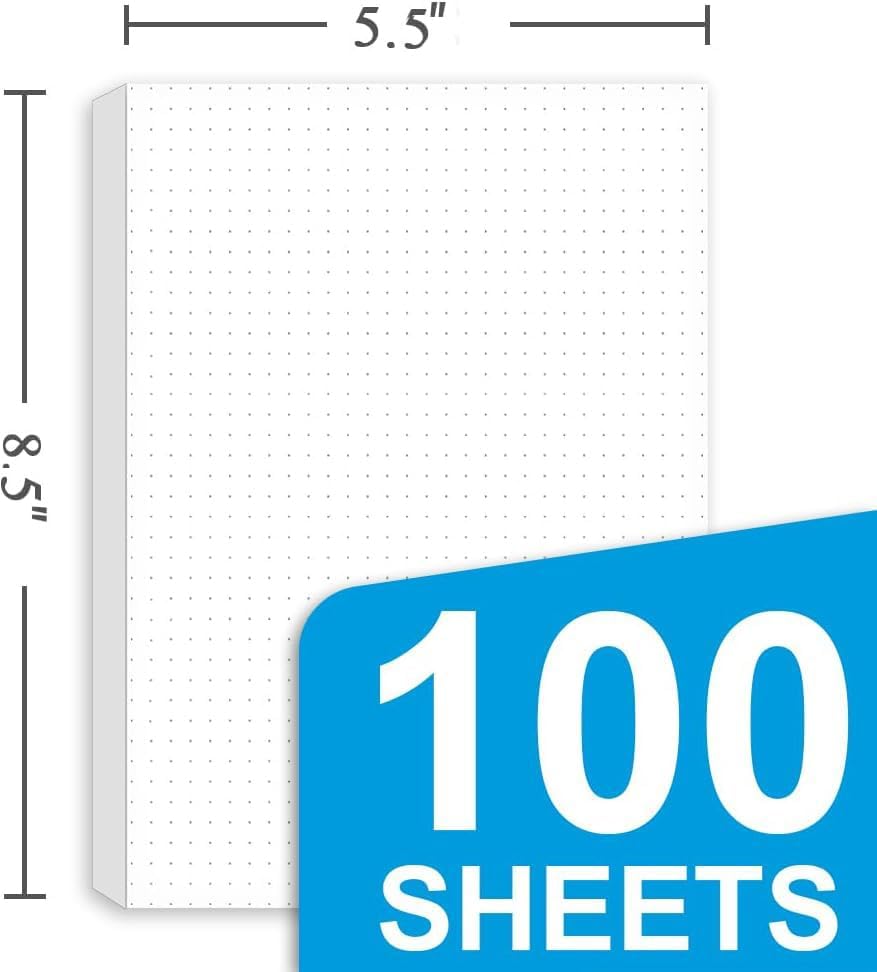 Unpunched Dotted Paper, Letter Size 100Sheets / 200Pages Loose-Leaf Paper, 100gsm White Paper, 5.5'' x 8.5'' image 4