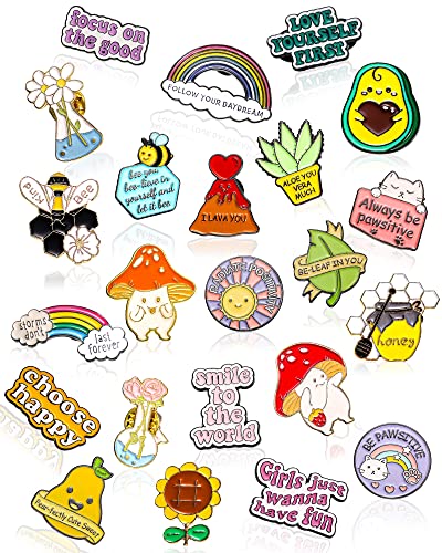 Kacctyen 23 Pcs Enamel Pins Bulk Inspirational Lapel Pin Alloy Brooches Backpack Badges Brooch Employee of The Month Lapel Decor for Backpacks, Jackets, Hats, Kids, Girls