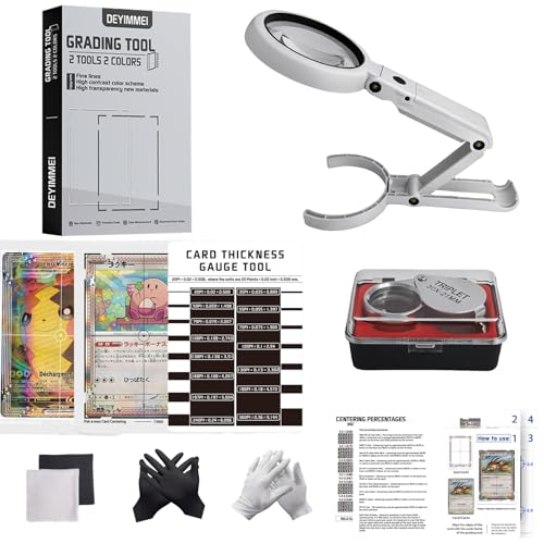Deyimmei Card Grading Kit for Pokémon Trading Cards with Thickness Measuring Card, Card Centering Grading Tool, Clarity Tool Set with LED, Trading Card Measuring Tools and Accessories
