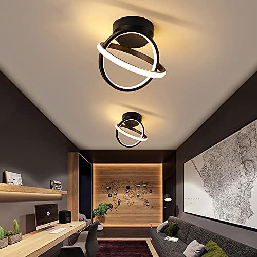 Ceiling Light LED Circle Elegant Nordic Style Fashion Black Small Aisle Light for Entrance Hallway Kitchen Living Room Warm Light Cool White Light 18W (Warm Light)