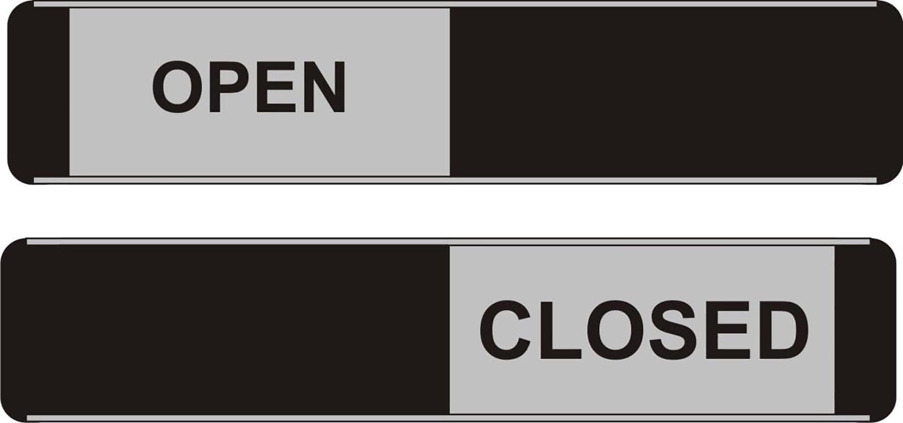 SECO OPEN/CLOSED Sliding Door Sign for Meeting Rooms - 255 x 52mm - Aluminium & PVC