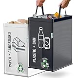 Norggo® Mülltrennsystem 2fach – Set aus 2 Mülltrennsysteme für Plastik und Papier – Recycling Behälter 50L mit Griff – Abfall & Recycling Lösung – Mülltrennsystem Küche – Altpapier & Plastik