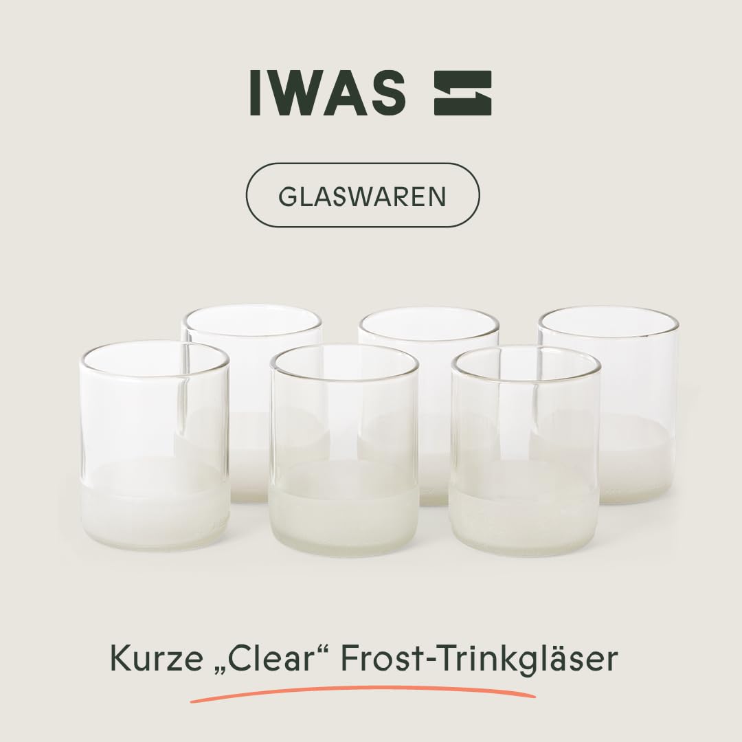 IWAS Upcycling-Trinkgläser, transparent, 250 ml, 6 Stück