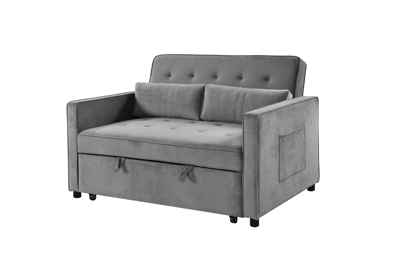 Saldosystocks Sofa Cama de Matrimonio Japon en Color Gris Terciopelo 132x92cm
