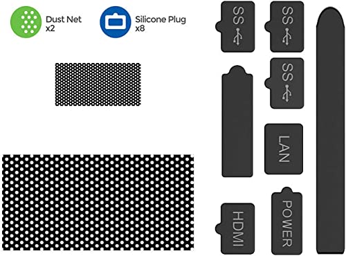Image of PSS Dust Proof Kit For Xbox Series X Dust Plugs Dust Filter Kit Compatible with Xbox Series X Include 8 Silicone Dust Plugs and 2 PVC Meshs Set, Anti-Dust Vent Cover Accessories