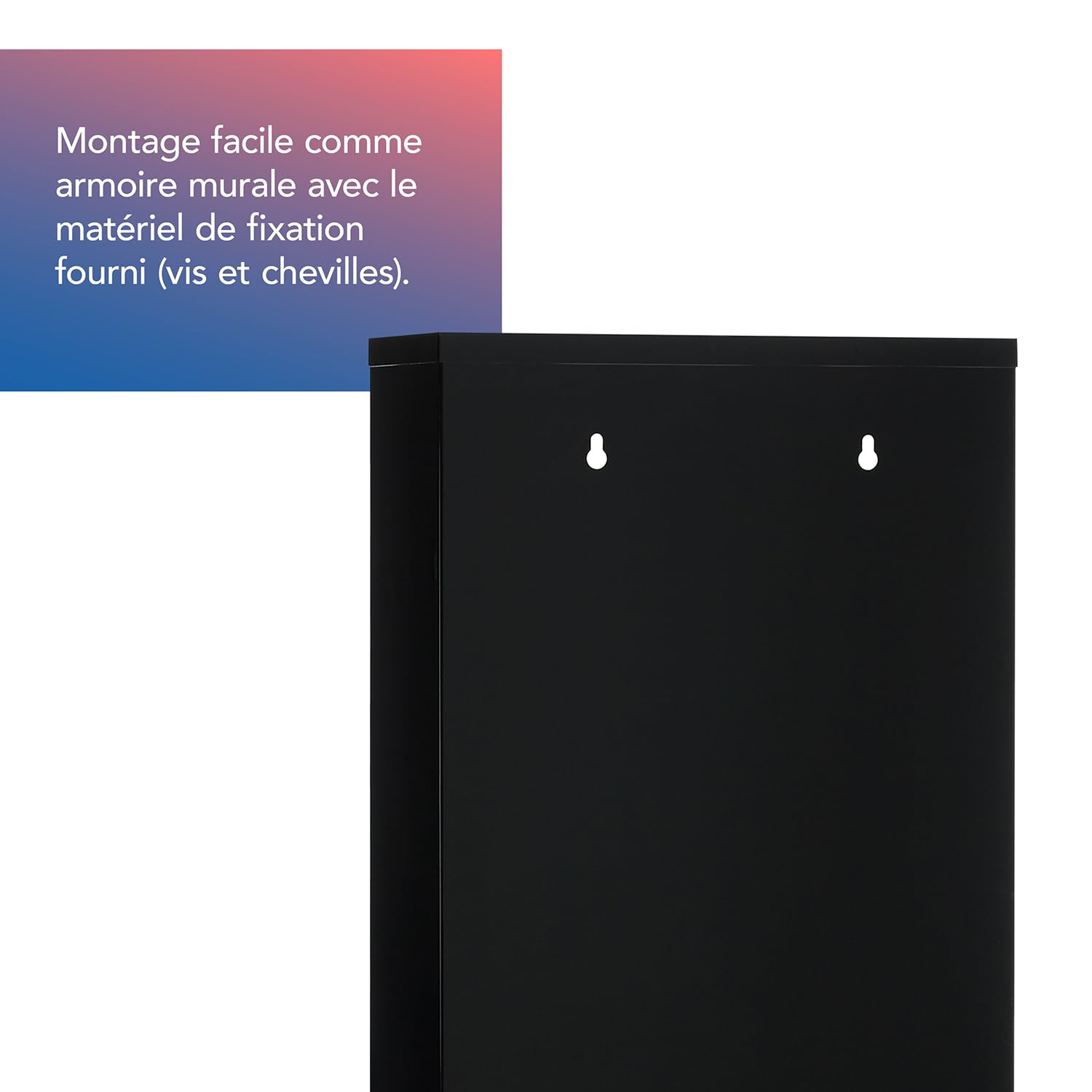 First Aid Only Armoire à Pharmacie Noire à 3 Compartiments & Porte Vitrée | Armoire de Premiers Secours en Métal Verrouillable | Armoire Murale 50 x 30 x 12 cm | P-10202 00
