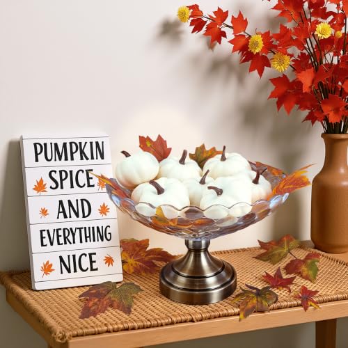 Image of Ghrdopy Fake Pumpkins, 7 Pcs White Artificial Pumpkins, Plastic Pumpkins for Thanksgiving Party Table Centerpiece Autumn Home Decoration-A