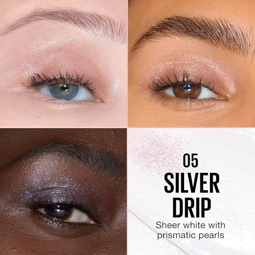 Image of MAYBELLINE Shadow Drip Eye Tint Liquid Eyeshadow, High-Impact, Lightweight Shimmer Eye Shadow with Up To 16HR Wear, Silver Drip, 1 Count