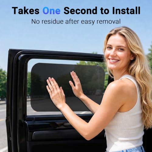 Image of Car Window Shade for Baby, Roll Windows Down, Static Cling Window Covers | 2PCS-Static Cling Car Shades for Side Windows|No Glue No Residue|Rear Car Window Sun Shade for Babis, Pets, Fit for Most Cars