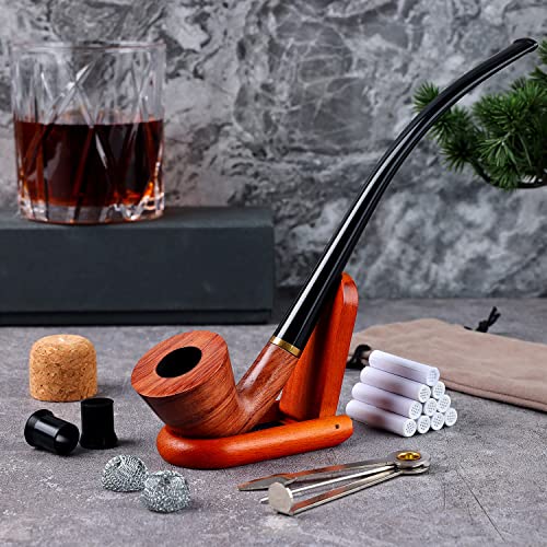FWLWTWSS Churchwarden Tobacco Pipe, Handmade Rose Wood Smoking Pipe, Perfect Beginner Pipe Kit with Ultimate Beginner Guide E-Book - Smoking Gift Set and Accessories