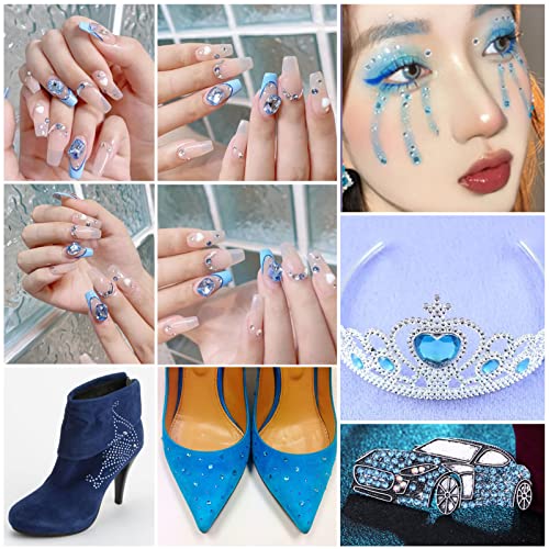 Image of Beadsland Flat Back Rhinestones Bulk, Light Sapphire, SS10, 14400pcs | Flatback Glass Gems for Nails Crafts Clothes DIY Decoration, Glue Fix, 2.7-2.9mm,Light Blue