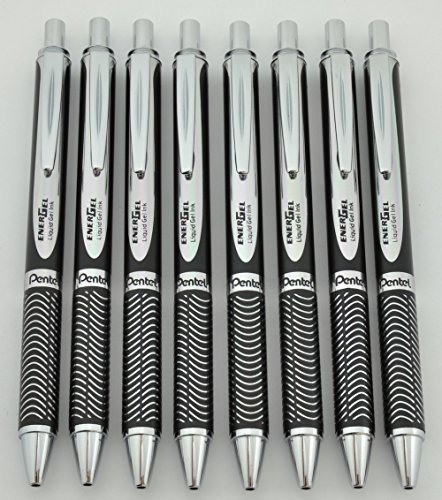 Pentel EnerGel Alloy RT bolígrafos gel negro 0.7mm lote 8