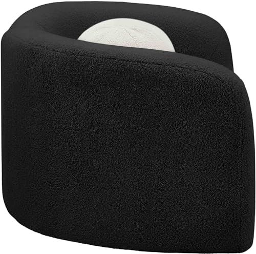 Sillón Curvo De Tela Peluche Negro miniatura 7