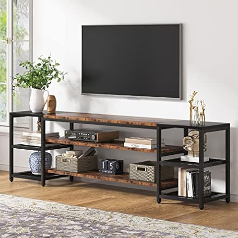 Tribesigns 78 Inch TV Stand for TVs up to 85 Inch, Media Entertainment Center Console Table, Industrial 3-Tier TV Console Table with Storage Shelves for Living Room, Entertainment Room Cover