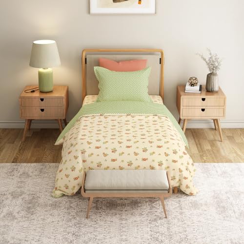 Image of Mytrident Bedsheet for Single Bed Cotton | 60 inch x 90 inch | Little Bloom Yellow | 120 TC Single Bedsheet with Pillow Cover| Soft and Breathable | Everyday Collection