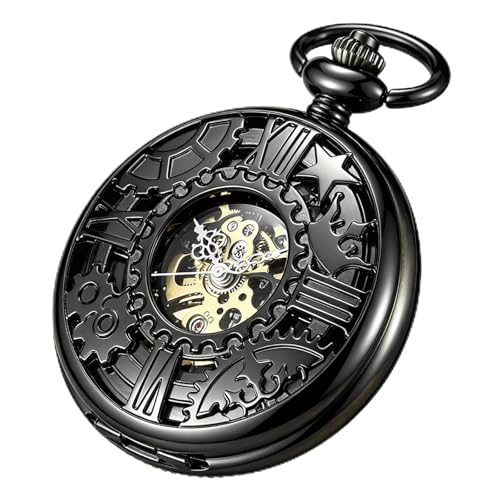 Reloj de bolsillo mecánico con corona de esqueleto y esfera romana clásica