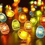 Yoitomehy Easter Decorations Eggs & Chicken String Lights 10ft 30 LEDs Fairy Lights Battery Operated for Easter Basket Decorations Garland Mantle Party Indoor