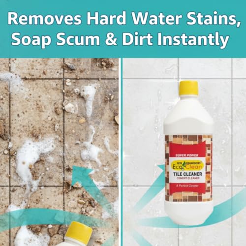 Image of Ecoclean - Home and Bathroom Tiles Cleaner Liquid Strong - 1 Liter | Extra Shine, Good Smell, Tiles Stain Remover, Grout Cleaner, Ceramic & Vitrified Tiles