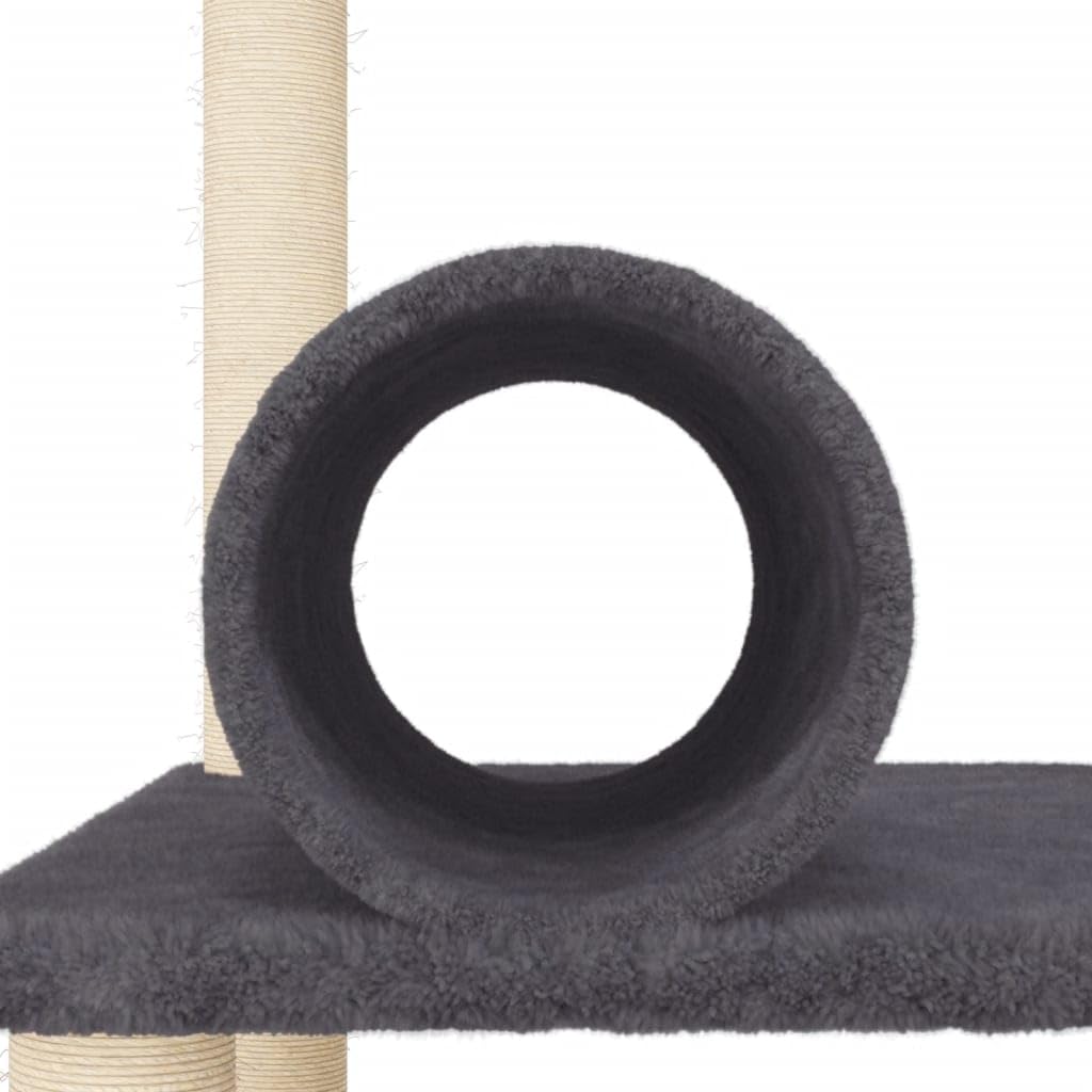 Homgoday Tiragraffi per gatti con tiragraffi in sisal, grigio scuro, 136 cm, torre tiragraffi multilivello con scala e condomini, centro attività per gatti da interno