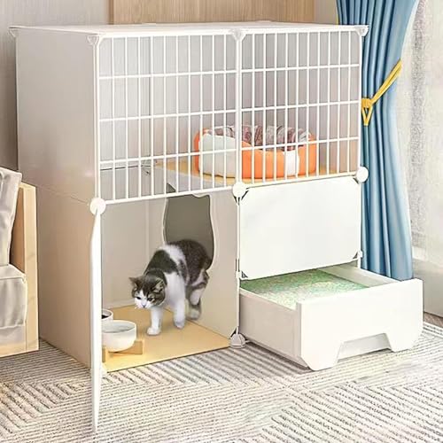 Cage pour chat de 75 cm de hauteur pour limiter les odeurs et sécuriser deux chatons