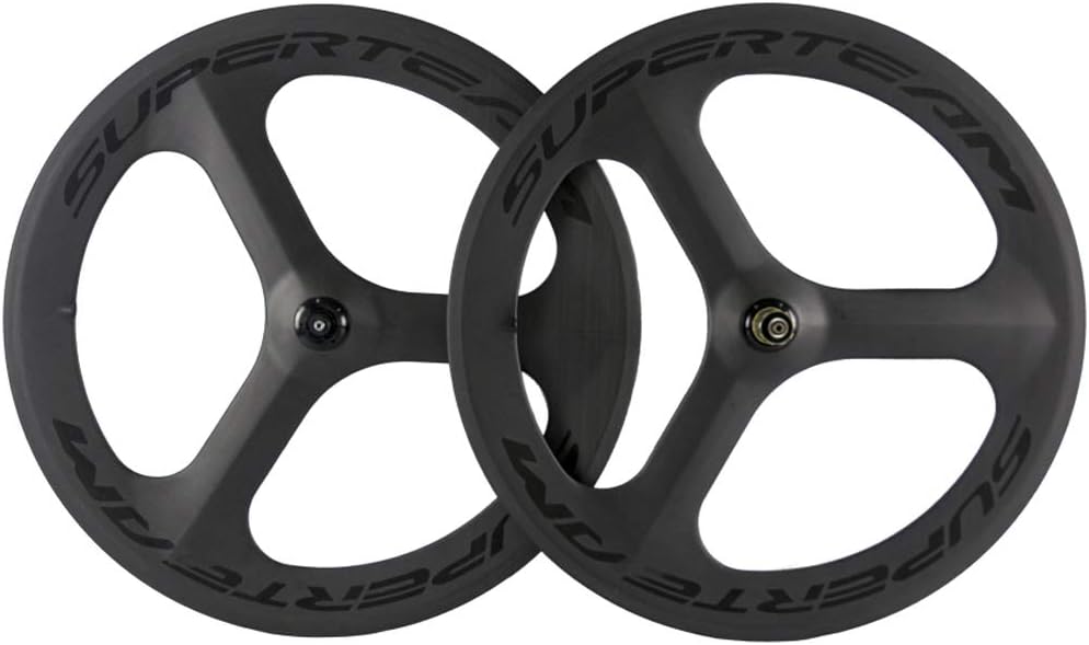 Superteam Road Bike 3 Spoke Wheelset 70mm 23mm Clincher Carbon Wheel with Matte Finish