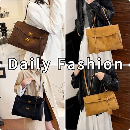 Bolso Tote de Gamuza Marrón para Mujer miniatura 7