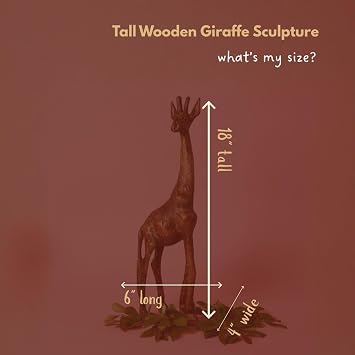 Giraffe Sculptures for Home Decor, Wooden Figurine, 18 Inch Tall