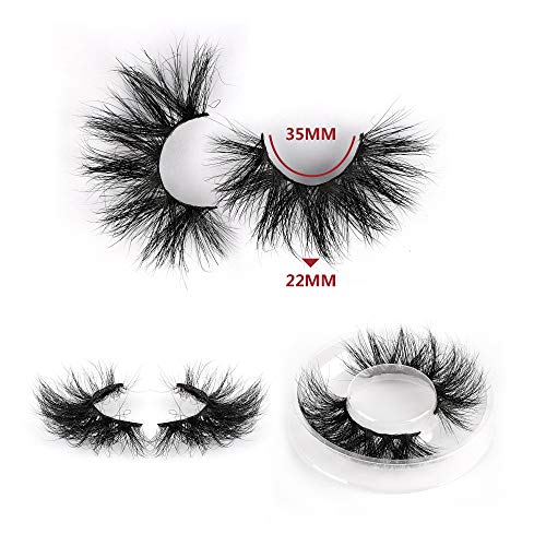 Yawamica 22MM Real Mink Eyelashes Dramatic Thick False Lashes Pack 5D Fluffy Volume False Eyelashes Full Long Wispy Soft Fake Eyelashes Christams Theme Ornament 1 Pair Eyelashes Pack