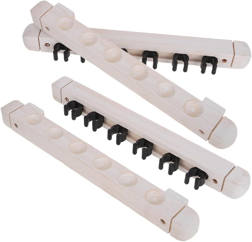 Wall Mounted Solid Wood 6-hole Billiard Cue Rack 2-pair Pool Stick Holder Billiard Cue Storage Organizer for Game Room