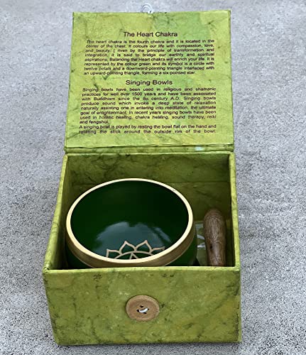 Dharmaobjects Tibetan Heart Chakra Premium Palm Size Singing Bowl Gift Box Set #TOP6